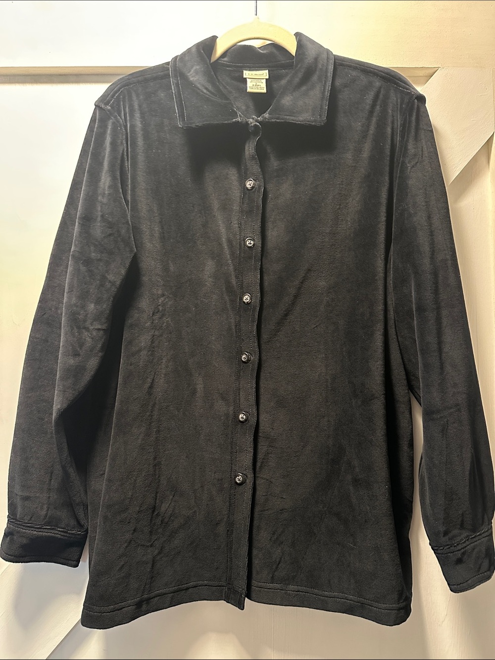Vintage L.L. Bean Black Velvet/ velour button up